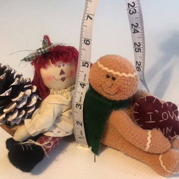Vintage raggedy Ann and ginger bread man plush dolls country Christmas decor - Picture 5 of 11